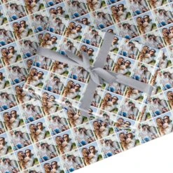 Personalised Two Photos Collage Wrapping Paper