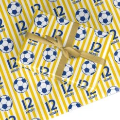 Personalised Yellow And Blue Football Wrapping Paper