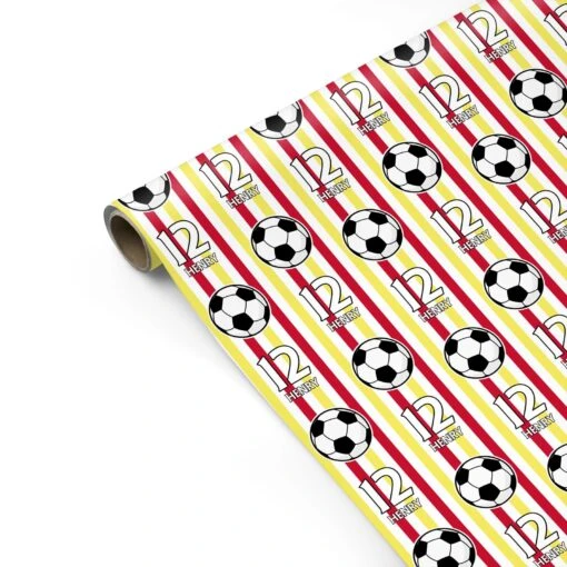 Personalised Yellow And Red Football Wrapping Paper - Image 2