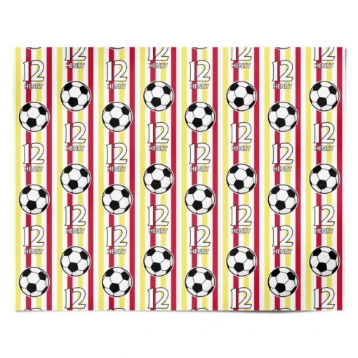 Personalised Yellow And Red Football Wrapping Paper - Image 4