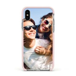 Photo IPhone Case -Wrap & Case Store Photo Apple iPhone Xs Impact Case Pink Edge on Silver Phone