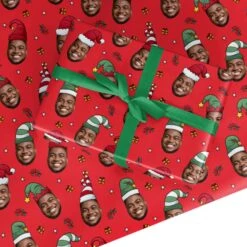 Photo Face Christmas Hats Personalised Wrapping Paper