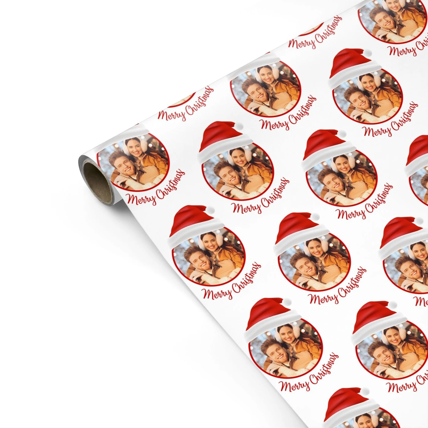 Photo Santa Hat Christmas Wrapping Paper - Image 2