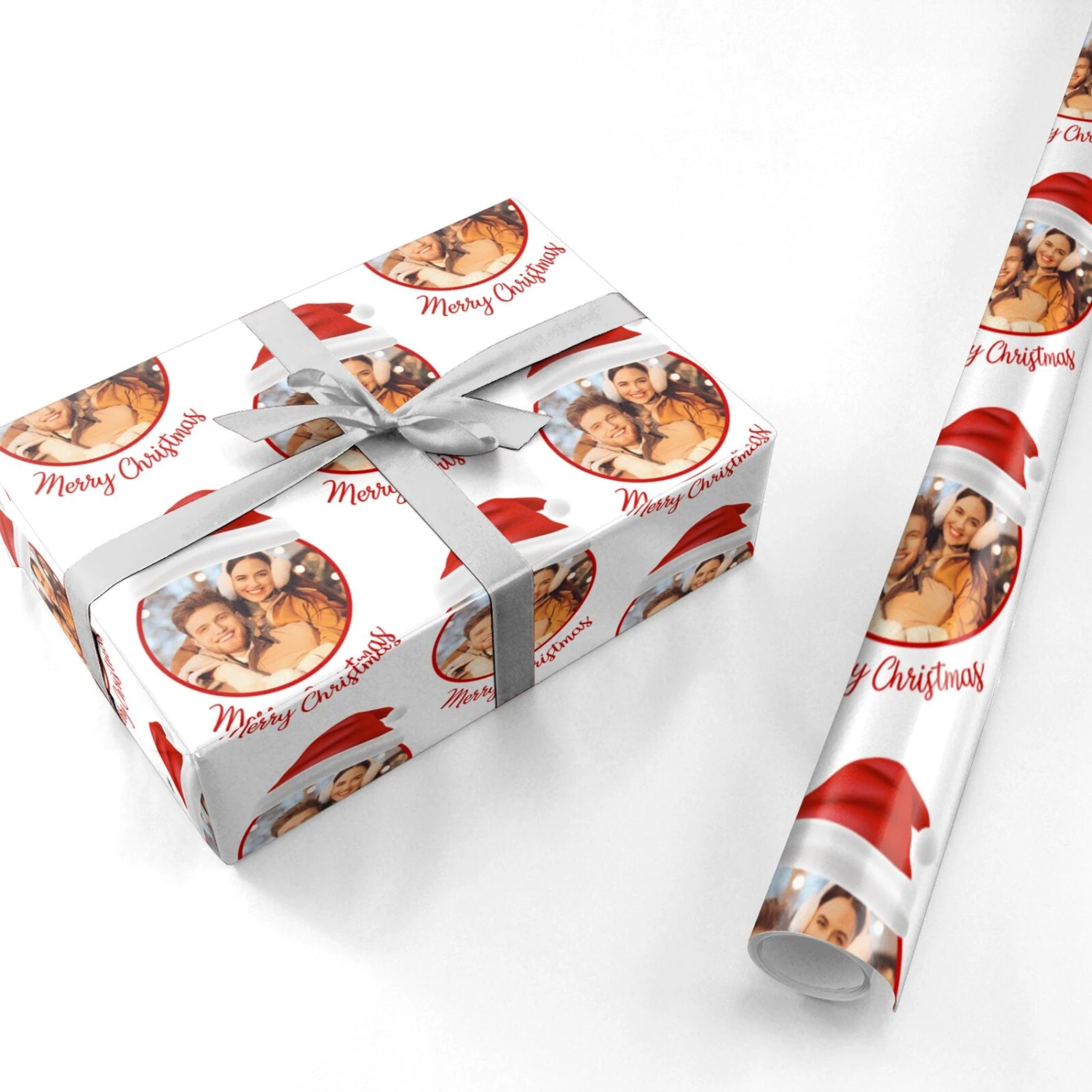 Photo Santa Hat Christmas Wrapping Paper - Image 3