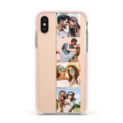 Photo Strip Montage Upload IPhone Case -Wrap & Case Store Photo Strip Montage Upload Apple iPhone Xs Impact Case Pink Edge on Gold Phone