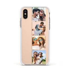Photo Strip Montage Upload IPhone Case -Wrap & Case Store Photo Strip Montage Upload Apple iPhone Xs Impact Case White Edge on Gold Phone