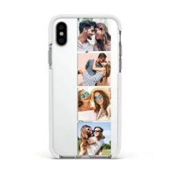 Photo Strip Montage Upload IPhone Case -Wrap & Case Store Photo Strip Montage Upload Apple iPhone Xs Impact Case White Edge on Silver Phone