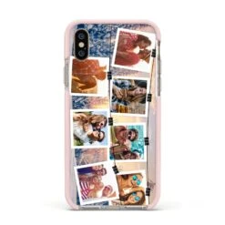 Photo Upload Montage IPhone Case -Wrap & Case Store Photo Upload Montage Apple iPhone Xs Impact Case Pink Edge on Gold Phone