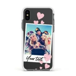 Photo With Text IPhone Case -Wrap & Case Store Photo with Text Apple iPhone Xs Impact Case White Edge on Black Phone