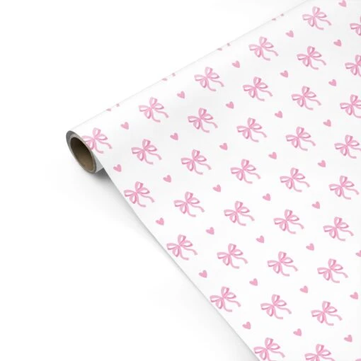 Pink Bow And Heart Wrapping Paper - Image 2