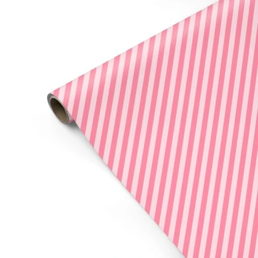 Pink Candy Stripe Wrapping Paper - Image 2