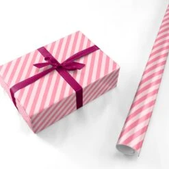 Pink Candy Stripe Wrapping Paper -Wrap & Case Store Pink Candy Stripe Personalised Wrapping Paper