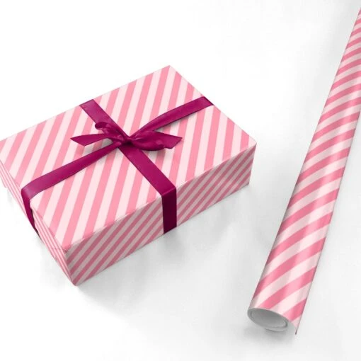 Pink Candy Stripe Wrapping Paper - Image 3