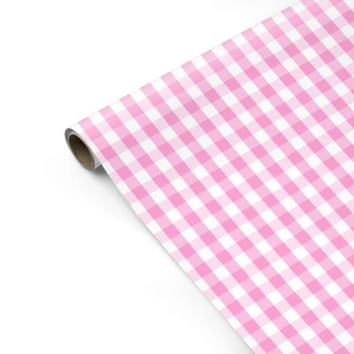 Pink Gingham Check Wrapping Paper - Image 2