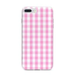 Pink Gingham Check IPhone Case -Wrap & Case Store Pink Gingham Check iPhone 7 Plus Bumper Case on Silver iPhone