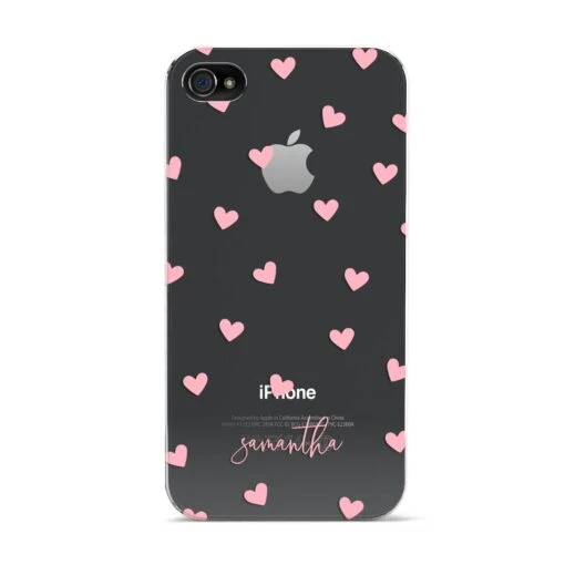 Pink Hearts With Custom Name IPhone Case - Image 4