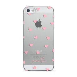Pink Hearts With Custom Name IPhone Case -Wrap & Case Store Pink Hearts with Custom Name Apple iPhone 5 Case