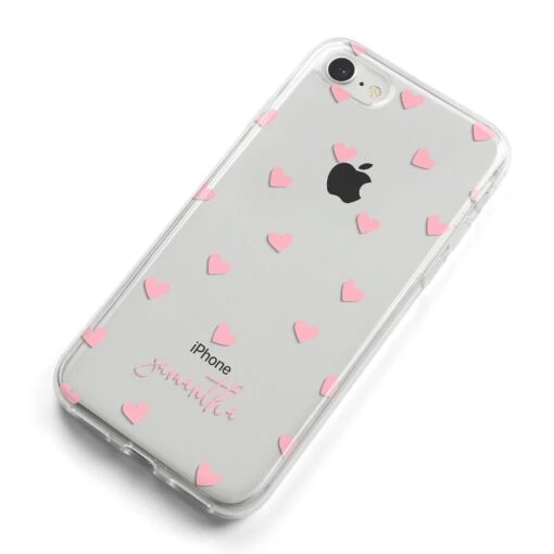 Pink Hearts With Custom Name IPhone Case - Image 9