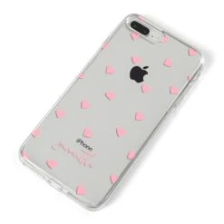 Pink Hearts With Custom Name IPhone Case -Wrap & Case Store Pink Hearts with Custom Name iPhone 8 Plus Bumper Case on Silver iPhone Alternative Image