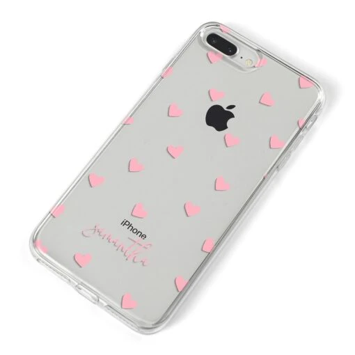 Pink Hearts With Custom Name IPhone Case - Image 11