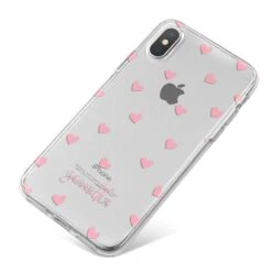 Pink Hearts With Custom Name IPhone Case -Wrap & Case Store Pink Hearts with Custom Name iPhone X Bumper Case on Silver iPhone