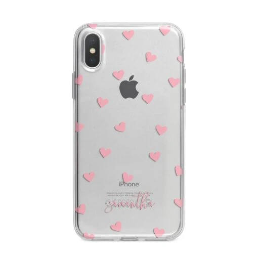 Pink Hearts With Custom Name IPhone Case - Image 5