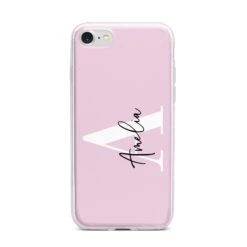 Pink Personalised Initial Name IPhone Case -Wrap & Case Store Pink Personalised Initial Name iPhone 7 Bumper Case on Silver iPhone
