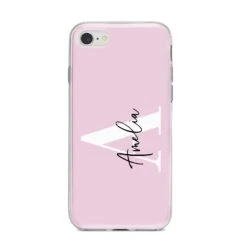 Pink Personalised Initial Name IPhone Case -Wrap & Case Store Pink Personalised Initial Name iPhone 8 Bumper Case on Silver iPhone