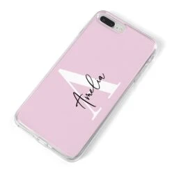 Pink Personalised Initial Name IPhone Case -Wrap & Case Store Pink Personalised Initial Name iPhone 8 Plus Bumper Case on Silver iPhone Alternative Image