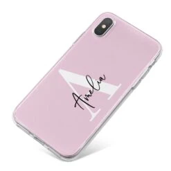 Pink Personalised Initial Name IPhone Case -Wrap & Case Store Pink Personalised Initial Name iPhone X Bumper Case on Silver iPhone