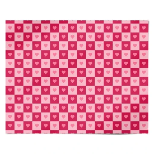 Pink And Red Checker Heart Wrapping Paper - Image 4