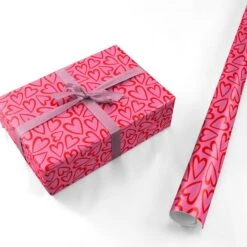 Pink And Red Love Heart Wrapping Paper -Wrap & Case Store Pink and Red Love Heart Personalised Wrapping Paper