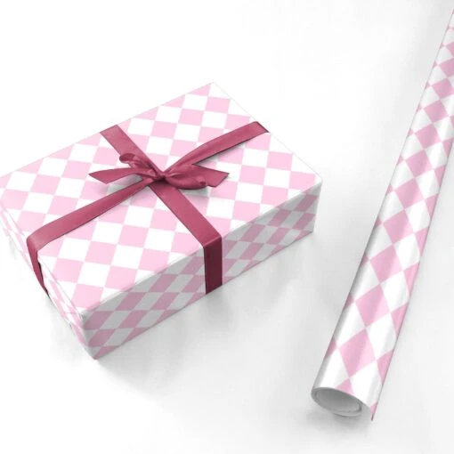 Pink And White Checkered Wrapping Paper - Image 3