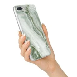 Pistachio Green Marble IPhone Case -Wrap & Case Store Pistachio Green Marble iPhone 7 Plus Bumper Case on Silver iPhone Alternative Image