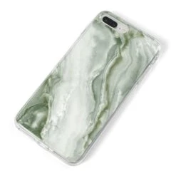 Pistachio Green Marble IPhone Case -Wrap & Case Store Pistachio Green Marble iPhone 8 Plus Bumper Case on Silver iPhone Alternative Image