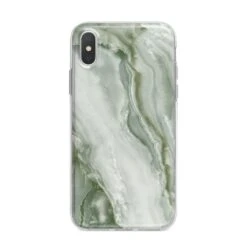 Pistachio Green Marble IPhone Case -Wrap & Case Store Pistachio Green Marble iPhone X Bumper Case on Silver iPhone Alternative Image 1