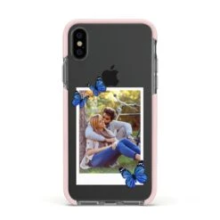Polaroid Photo IPhone Case -Wrap & Case Store Polaroid Photo Apple iPhone Xs Impact Case Pink Edge on Black Phone