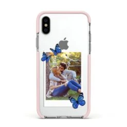 Polaroid Photo IPhone Case -Wrap & Case Store Polaroid Photo Apple iPhone Xs Impact Case Pink Edge on Silver Phone