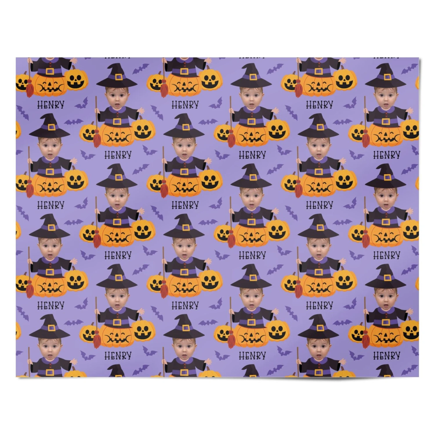 Pumpkin Witch Photo Face Wrapping Paper - Image 4