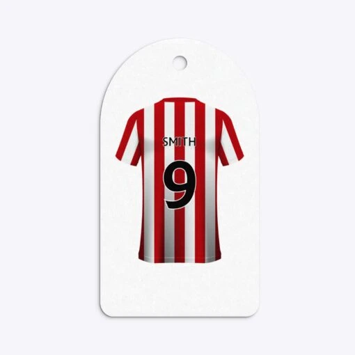 Red White Striped Personalised Football Shirt Gift Tags - Image 18