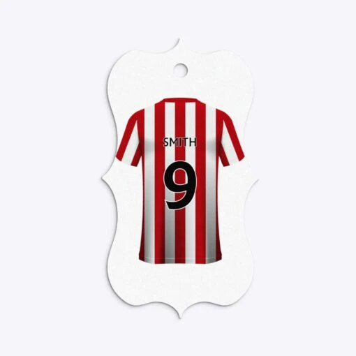 Red White Striped Personalised Football Shirt Gift Tags - Image 14