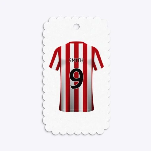 Red White Striped Personalised Football Shirt Gift Tags - Image 16