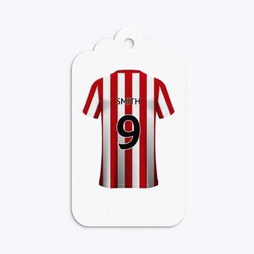 Red White Striped Personalised Football Shirt Gift Tags - Image 8