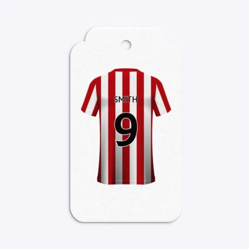 Red White Striped Personalised Football Shirt Gift Tags - Image 6