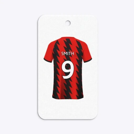 Red And Black Stripes Personalised Football Shirt Gift Tags - Image 12