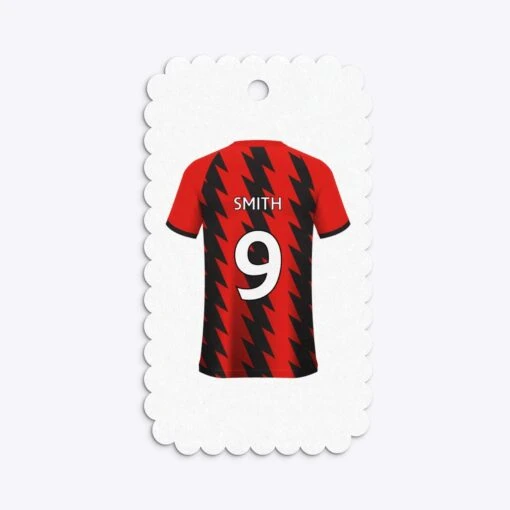 Red And Black Stripes Personalised Football Shirt Gift Tags - Image 16