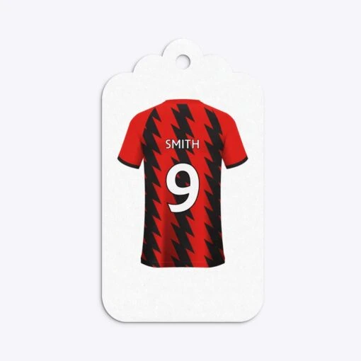 Red And Black Stripes Personalised Football Shirt Gift Tags - Image 8