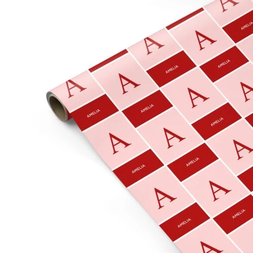 Red And Pink Personalised Name Wrapping Paper - Image 2