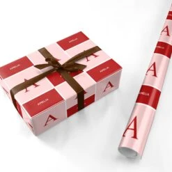 Red And Pink Personalised Name Wrapping Paper -Wrap & Case Store Red and Pink Personalised Name Personalised Wrapping Paper