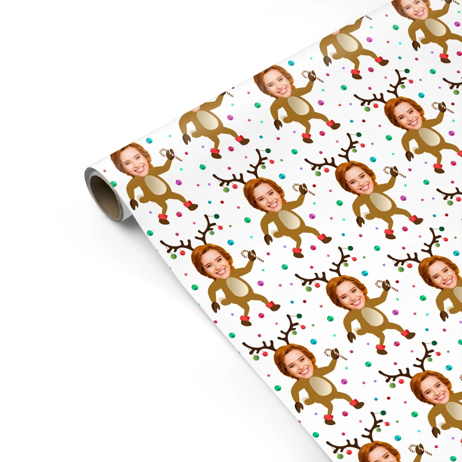 Reindeer Photo Face Wrapping Paper - Image 2